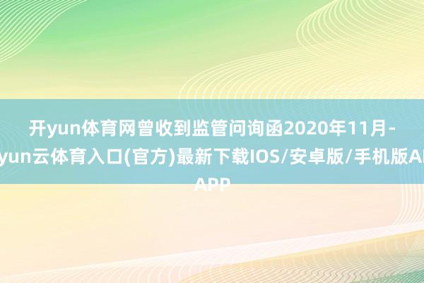 开yun体育网 曾收到监管问询函 2020年11月-开yun云体育入口(官方)最新下载IOS/安卓版/手机版APP